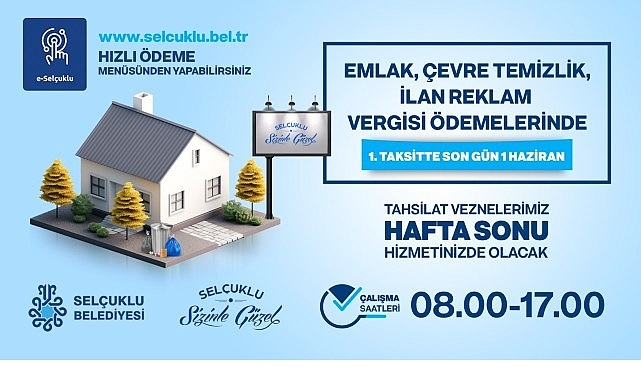 Emlak ve çevre temizlik vergisi ödemelerinde son gün 1 Haziran
