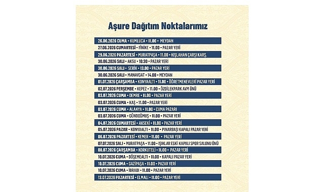 Antalya Büyükşehir Belediyesi'nden Muharrem Ayı boyunca aşure ikramı